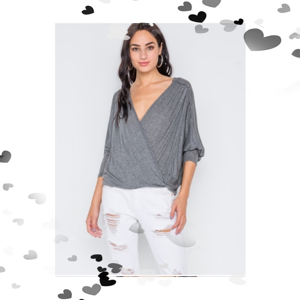 CLOSING Small New Front Knot Drape Grey Top